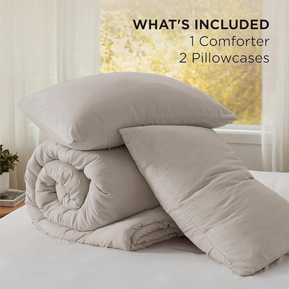 Bedsure King Comforter Set, Linen Soft Prewashed Bedding for All Seasons, 3 Pieces GentleSoft™ Bed Set, 1 Lightweight Comforter (104"x90") and 2 Pillowcases (20"x36")