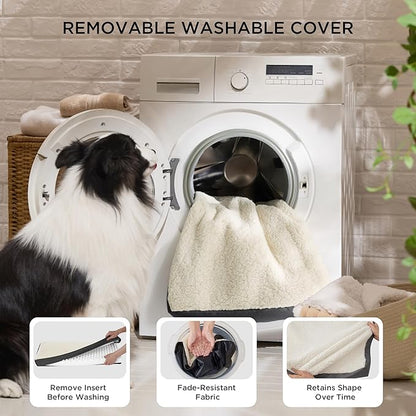 Bedsure Dog Beds Large Sized Dog - Comfy Flat Pet Beds with Removable Washable Cover, Orthopedic Egg Crate Foam Puppy Mat, Suitable for Pet Up to 65 lbs