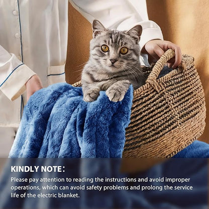 Homemate Heated Blanket Electric Throw - 50"x60" Heating Blanket Throw 1/2/4/6/8 Hours Auto-Off 10 Heat Levels Over-Heat Protection Luxury Faux Fur Sherpa ETL Certification