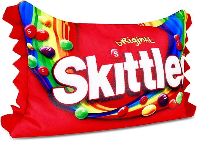 iscream Skittles Package Photoreal Print 12" x 7" Microbead Mini Accent Pillow