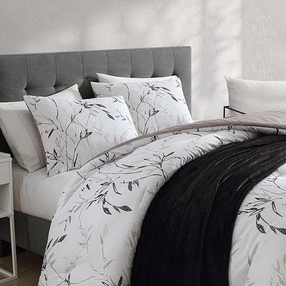Kenneth Cole - Comforter Set, Super Soft Bedding with Matching Shams & Bonus Throw Blanket, Luxurious Home Decor (Ink Wash Vine Charcoal, Queen)