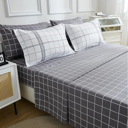 EMME Twin Comforter Set-Bed in A Bag Plaid, 5 Piece Bedding Sets with Black White Comforter, Sheets, Pillowcase&Sham,Soft Microfiber Down Alternative for All Season