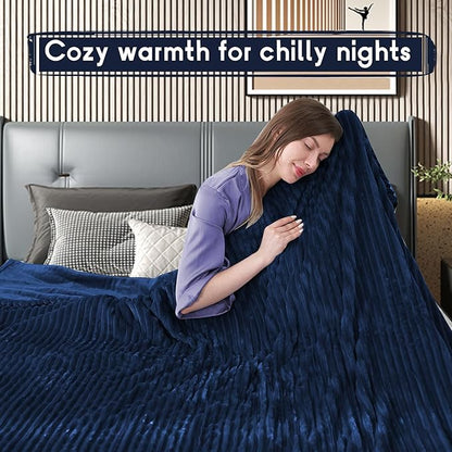 Heated Blanket Electric Blanket Twin Size 62''x84'' with 10 Heating Levels, 12 Hour Auto Shut Off, Machine Washable, Soft Flannel Warming Blanket for Couch, Bed, Office - Navy