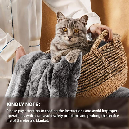 Homemate Electric Heated Blanket Full Size - 72"x84" Heating Blanket Full Size 1/2/4/6/8 Hours Auto-Off 10 Heat Level Over-Heat Protection Luxury Faux Fur Sherpa ETL Certification