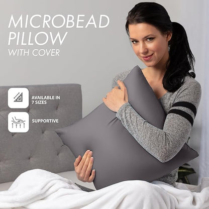 PILLOWY 22"x22" Throw Pillowcases (Cover Only) - 85/15 Nylon, Spandex - Luxurious, Silky, Stretchy & Soft - 1Pcs Solid Color - A Perfect Choice for Couch Chairs Sofa Bed Adult/Kids Bedroom, Stone Grey