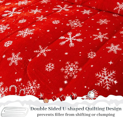 YIYEA Christmas Fluffy Queen Size Comforter Set, Luxury Faux Fur Comforter, Ultra Soft Plush Fuzzy Velvet Bedding Comforter Sets for Fall Winter, Cozy Warmth, No Shedding, 3PC, Queen