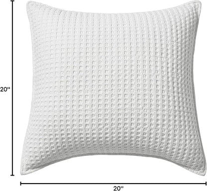 Levtex Home - Mills Waffle - Decorative Pillow - Poly Filled - Bright White - Sham Size (20 x 20in.)