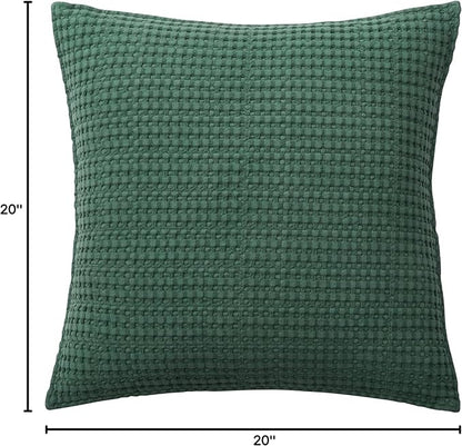 Levtex Home - Mills Waffle - Decorative Pillow - Poly Filled - Forest Green - Sham Size (20 x 20in.)