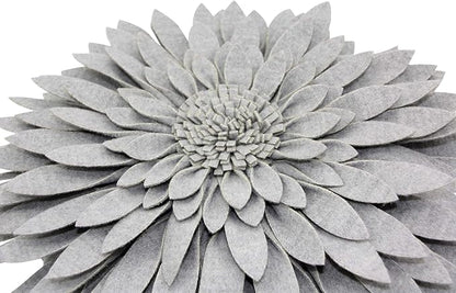 Contempo Lifestyles - Flower Pillow - Decorative, Couch & Bed, Round Shaped Pillow (18" Flower, 16" Pillow with Insert, Heather Grey)