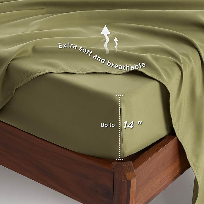 Bedsure Queen Comforter Set - 7 Pieces Floral Olive Green Soft Bedding Sets, Queen Bed in a Bag with Botanical Flowers Comforter, Sheets, Pillowcases & Shams