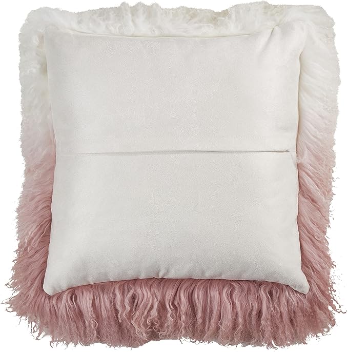 SARO LIFESTYLE Ombre Mongolian Lamb Fur Poly Filled Throw Pillow