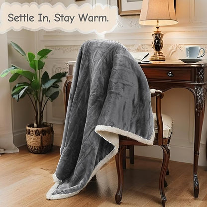 Electric Heated Blanket Throw Size 50"x60", Soft Flannel with Overheat Protection, 9 Adjustable Heat Settings & 10-Hour Auto-Off Timer, Fast Heating for Winter Comfort, Light Grey