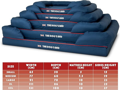 The Dog’s Bed Replacement Outer Cover, Oxford Fabric, Blue with Red Trim & UK Flag, XXL