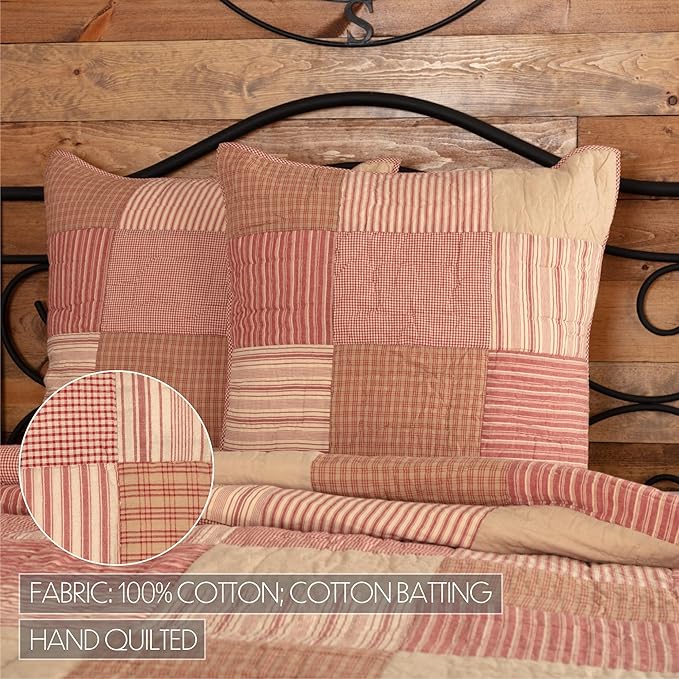 VHC Brands Sawyer Mill™ Red Quilted Euro Sham 26x26 Bedding Accessory