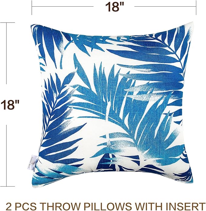 JMGBird Water-Repellent Outdoor Throw Pillows Set of 2 with Inserts - 18x18 Durable Patio Furniture Pillows