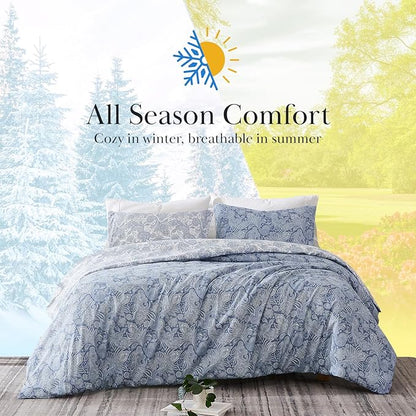 Southshore Fine Living, Inc. Extra Long Twin Comforter, Oversized Bedding Set, Down Alternative Paisley Bedspread, Reversible Bed Comforter, Twin/XL Comforter & Matching Pillow Sham, Blue/White
