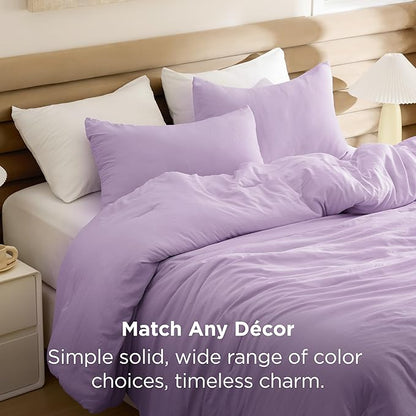 Bedsure Full Comforter Set, Lavendar Soft Prewashed Bedding for All Seasons, 3 Pieces GentleSoft™ Bed Set, 1 Lightweight Comforter (82"x86") and 2 Pillowcases (20"x26")