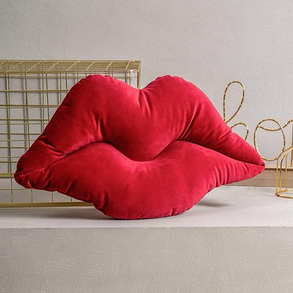 Ashler Lips Throw Pillows Smooth Soft Velvet Insert Included, Lip Shaped Pillow for Bed Living Room, Dark Red, 24 X 12 inches