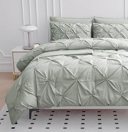 LANE LINEN Twin XL Comforter Set – 5 Piece Pintuck Bed in a Bag – Ultra Smooth Microfiber All-Season Bedding – Includes Comforter, Flat Sheet, Fitted Sheet, Pillowcase & Sham – Cozy Bed Set – Mineral | Smooth microfiber, Soft cozy bedding, All season w...