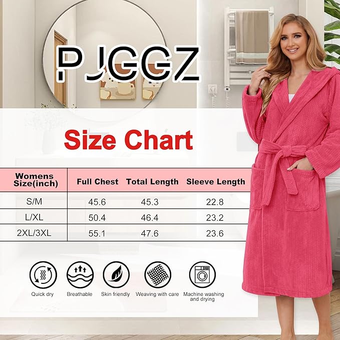 Hooded Bathrobes for Women, Soft Long Towel Robes for Women - Quick Dry yet Warm