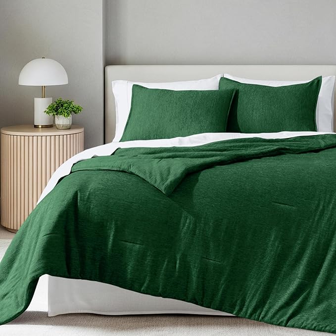 Bare Home Comforter Set - King Size - Ultra-Soft - Goose Down Alternative - Premium 1800 Series - All Season Warmth Comforter (King, Heathered Forest Green)