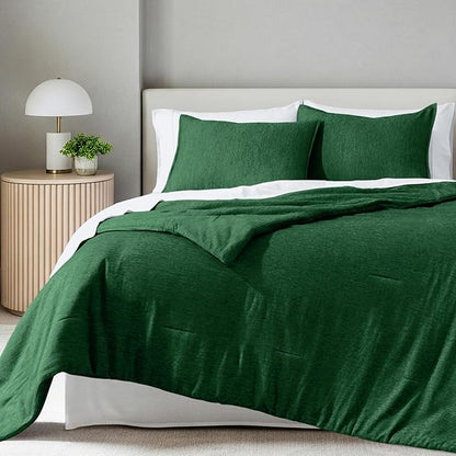 Bare Home Comforter Set - Full Size - Ultra-Soft - Goose Down Alternative - Premium 1800 Series - All Season Warmth Comforter (Full, Heathered Forest Green)