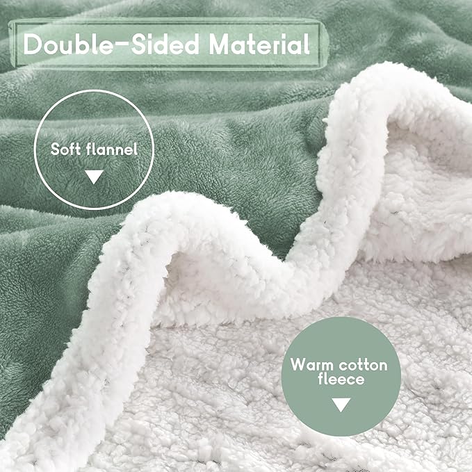 Heated Blanket Electric Blanket Full Size 72''x84'' with 9 Heating Levels, 1-10 Hour Auto Shut Off, Machine Washable, Flannel & Sherpa Soft Warming Blanket for Couch, Bed, Office - Light Green