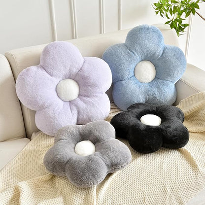 Flower Pillows, Soft Flower Shaped Pillow with Home Decorative for Couch Chair Bed,Flower Floor Throw Pillows for Adults Bedroom Living Room (Grey, 15 Inches)
