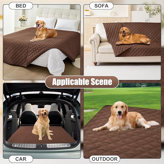 Smiry Waterproof Dog Bed Cover Pet Blanket, Soft Washable Dog Blanket for Furniture Bed Couch Sofa Reversible, Checkered (40"x90", Brown/Brown)