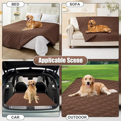 Smiry Waterproof Dog Bed Cover Pet Blanket, Soft Washable Dog Blanket for Furniture Bed Couch Sofa Reversible, Checkered (40"x90", Brown/Brown)