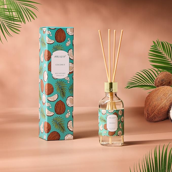 Airkeep Reed Diffuser Oil Set with Reed Sticks,Rose Aromatherapy Oil Scent Diffuser for Home Office Bathroom Decoration Perfume and Gifts 3.38oz/100ml