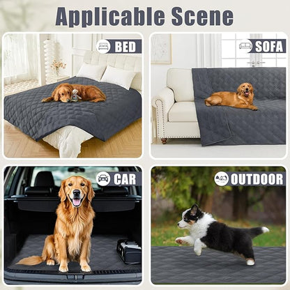 Smiry Waterproof Dog Bed Cover Blanket 40x90, Soft Reversible Pet Blanket, Washable Leakproof Cats Dogs Couch Cover for Sofa, Couch, Furniture, Dark Grey/Dark Grey