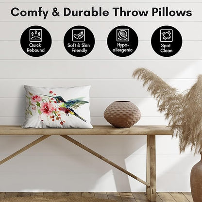 Americanflat 14x10 Throw Pillow with Sewn-in Insert - All-in-One Decorative Pillows - No Cover Needed - Soft and Durable Cushion for Bed or Sofa - Polyester - White