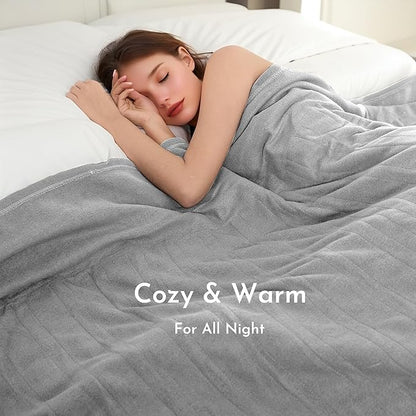Electric Heated Blanket Full Size 72"x84" - Soft Fleece Heated Blanket with 4 Heating Levels ＆ 10 Hours Auto Off, Faster ＆ Warmer - Ash Grey