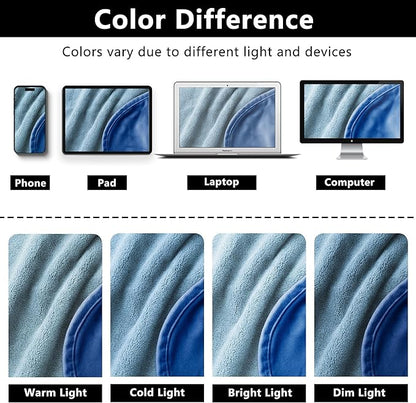 Waterproof Dog Blankets, Washable Pee Proof Pet Blanket for Couch, Soft Reversible Puppy Throw Furniture Protector Cover for Bed Sofa-68"x82",Navy Blue+Stone Blue