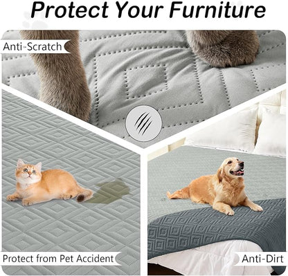 hyha Waterproof Dog Blanket, Soft Pet Bed Blankets, Waterproof Sofa Couch Cover for Dogs Washable, Reversible Pet Couch Covers for Sofa Furniture (82x82 Inch, Grey/Dark Grey)