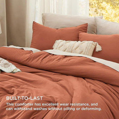 Bedsure Full Comforter Set, Orange Soft Prewashed Bedding for All Seasons, 3 Pieces GentleSoft™ Bed Set, 1 Lightweight Comforter (82"x86") and 2 Pillowcases (20"x26")