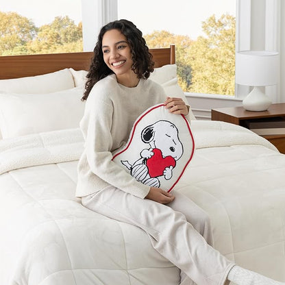 Berkshire Peanuts® Plush Throw Pillow, Gift Idea, Snoopy Cute Character Shaped Cushion, Soft Cozy Decor for Bed Couch Chair(Snoopy Heart Hug Pillow All Colorways, 15.5’’ L)