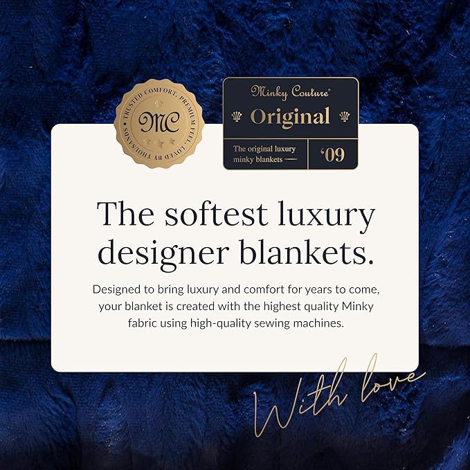 Minky Couture Sorbet Blanket - Ultra-Soft Throw for Silky Smooth Comfort - Premium Decorative Throw Blanket - Midweight, Breathable Fabric - Machine Washable Adult, Navy