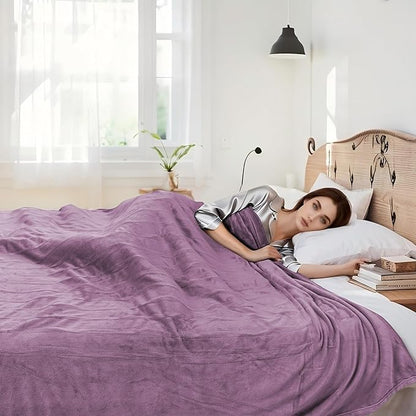 Electric Heated Blanket 84"x90" Queen Size Flannel Heated Blanket, Cozy & Warm for All Night, 5 Heat Settings & 10 Hours Auto Off, Machine Washable, Cameo Brown
