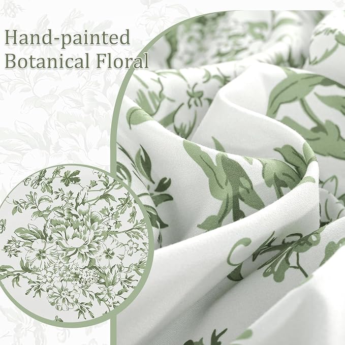 WONGS BEDDING 8 Pieces King Size Comforter Set Green,Sage Green Floral Bed in a Bag Comforter Sets, Soft Reversible Botanical Flowers Bedding Sets for All Season (90"x104")