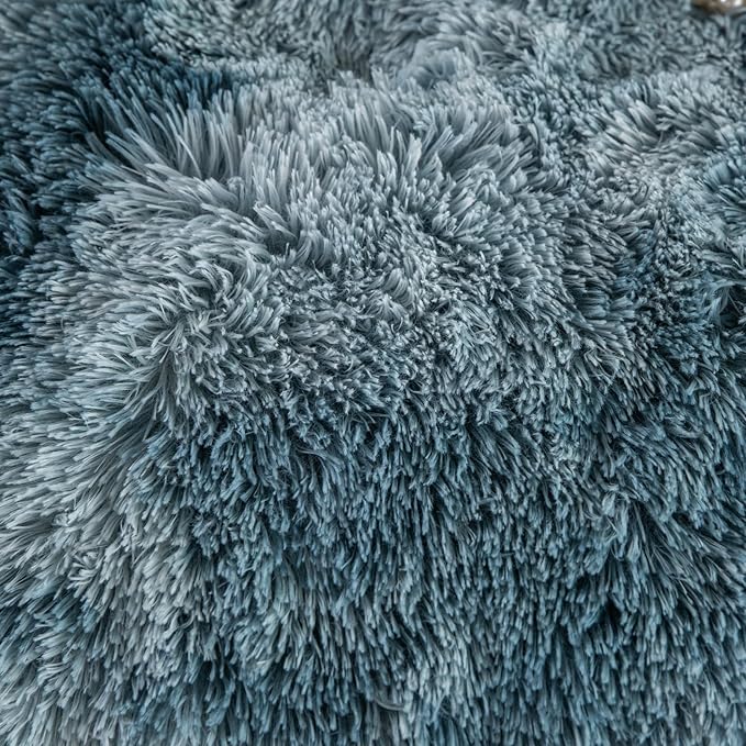 chovy Faux Fur Tie-Dyed Blue White Colorful Comforter Sets Queen - 3PC Bed Set Ultra Soft Plush Flannel Velvet Fluffy Fuzzy Bedding（Comforter x 1 Pillowcases x 2）