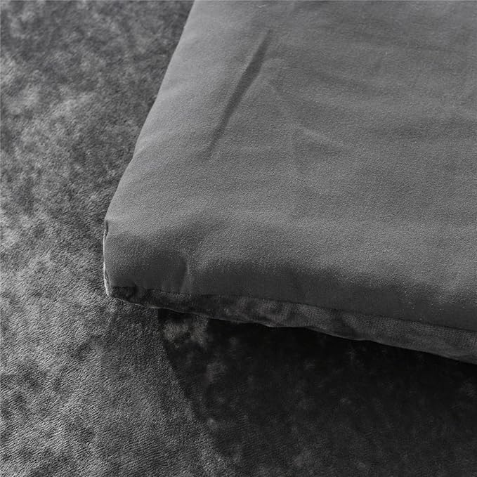 Sunshine Nicole Distressed Velvet Comforter Set, Distressed Velvet Face and Brushed Solid Microfiber Reverse, with Light Weight Soft Poly Fill, 5 Pieces Grey Queen