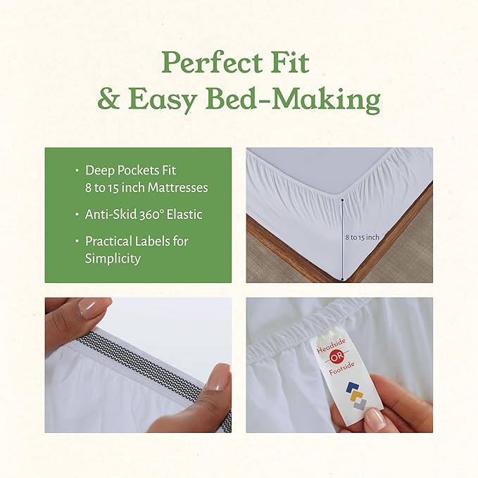 California Design Den California King Sheets Set - Soft 100% Organic Cotton Sheets with Deep Pockets, Crisp Percale, Breathable and Durable Bedding Set - White