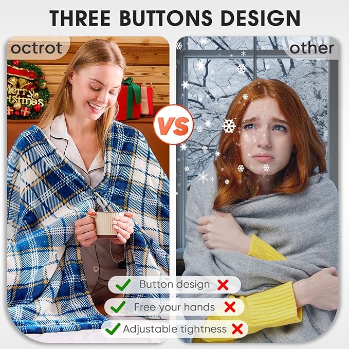 Heated Electric Blanket Queen Size, 84X90 Heating Blanket Queen with Dual Control&10 Heats Levels&Timer for Bed,Blue Plaid Sherpa Soft Blankets Warmer Gift for Grandma Women Adults, Washable