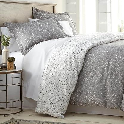 Southshore Fine Living, Inc. Botanical Leaves Collection - Full/Queen Bed Comforter Set, Premium Quality, All-Season Down Alternative, Easy Care, Oversized 3-Piece Comforter Set, Full/Queen, Grey