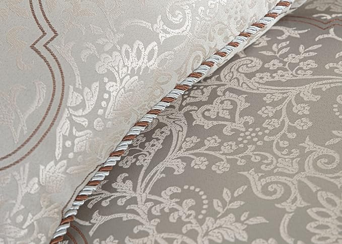 Chezmoi Collection Noelle 7-Piece Queen Bedding Set Silver Gray Brown Floral Medallion Jacquard Comforter Set, Queen Size