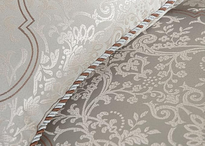 Chezmoi Collection Noelle 7-Piece Queen Bedding Set Silver Gray Brown Floral Medallion Jacquard Comforter Set, Queen Size