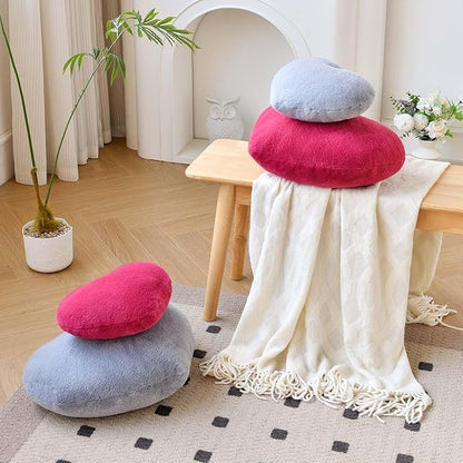 Grey Heart Pillows, Cute Heart Decorative Pillow, Heart Shaped Throw Pillows for Bed, Faux Rabbit Fur Plush Hoom Decor Pillow Cushion for Chair Sofa Living Room (Large-19.6"x15.7")