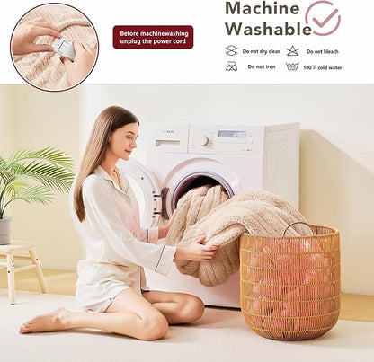 Heated Electric Blanket Full Size - 72"x84" Flannel Heating Blanket with 10 Heating Levels & 5 Time Settings Over-Heat Protection, Winter Warmer for Adults with ETL Certification（Beige）